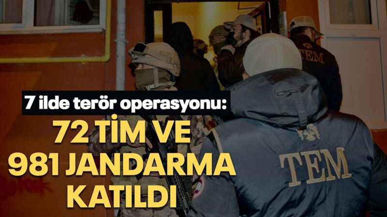7 ilde terör operasyonu: 72 tim ve 981 jandarma katıldı